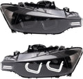 TRQ 2 Piece Headlight Assembly Set Performance Halogen LED C Light Bar Black