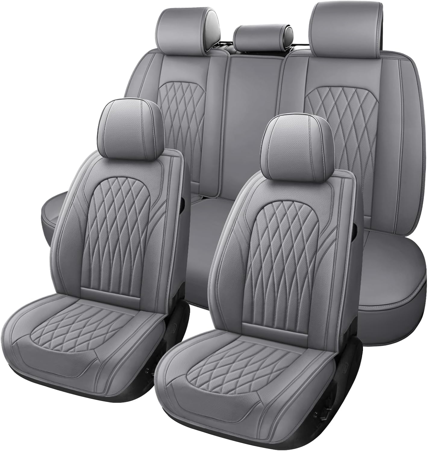 WELLDO Car Seat Covers Full Set, Premium Nappa Leather Seat Covers