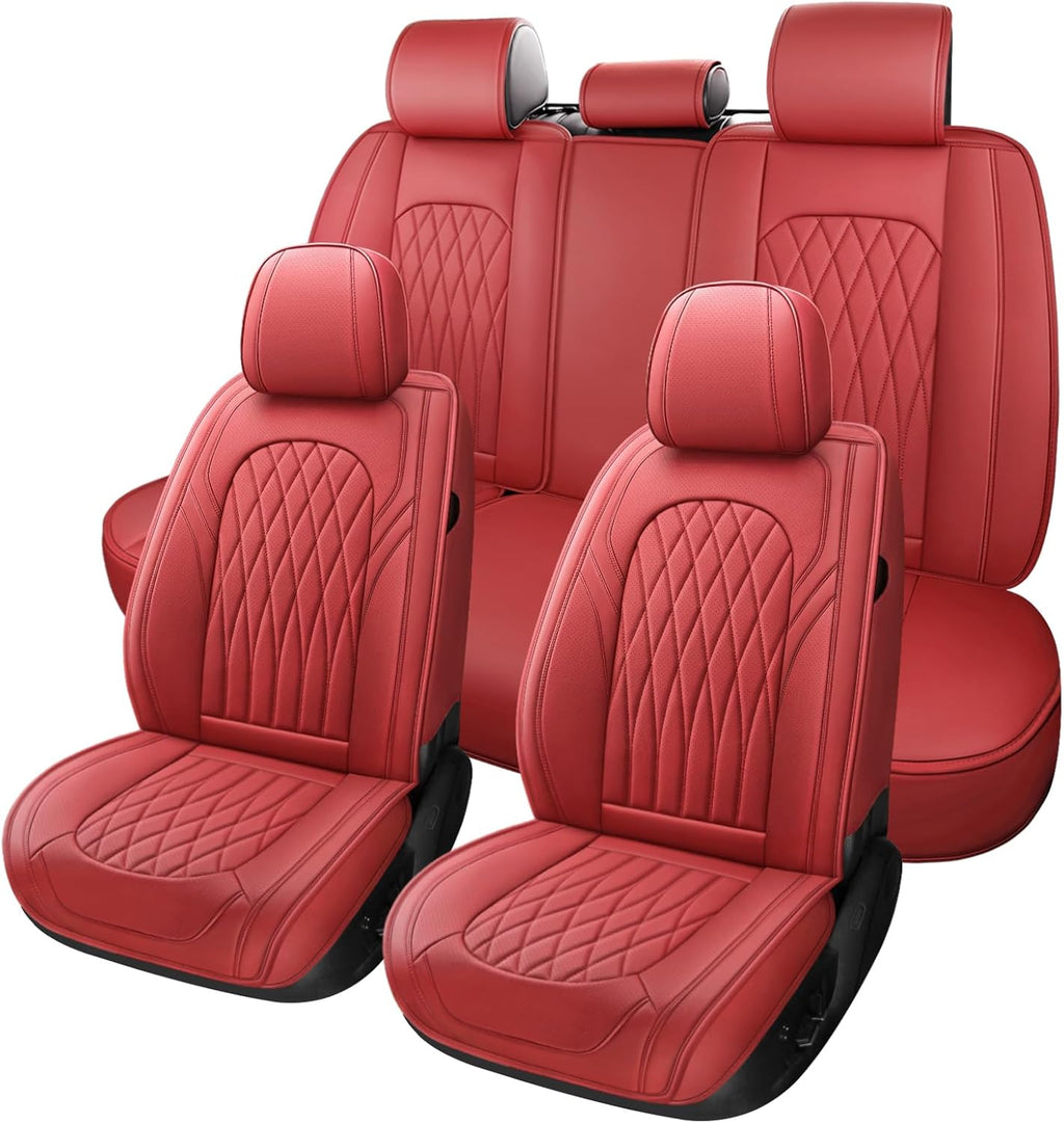 WELLDO Car Seat Covers Full Set, Premium Nappa Leather Seat Covers