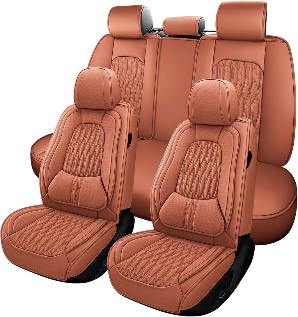 WELLDO Car Seat Covers Full Set, Premium Nappa Leather Seat Covers