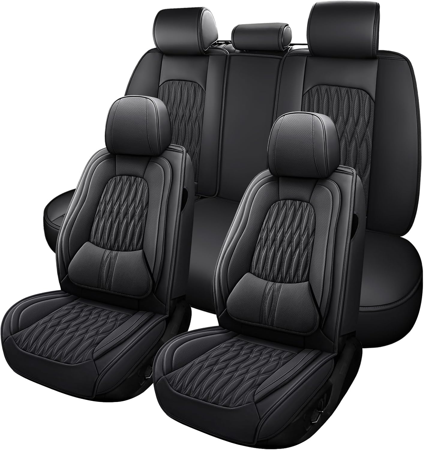 WELLDO Car Seat Covers Full Set, Premium Nappa Leather Seat Covers